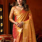 Rajwada Rust Orange Silk Blend Solid Saree For Women
