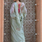 Rajwada Light Green Mirror Work Embroidered Saree with Unstitched Blouse for Women
