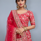 Rajwada Women Pink Embroidered Semi Stitched Lehenga With Unstitched Blouse