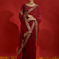 Rajwada Maroon Embroidered Georgette Saree With Unstitched Blouse For Women