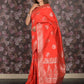 Rajwada Red Silk Blend Brocade Saree with Unstitched Blouse for Women