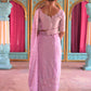 Rajwada Lavender Sequins Embroidered Georgette Saree with Unstitched Blouse for Women