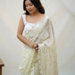 Rajwada Lime Georgette Embroidered Saree With Unstitched Blouse For Women