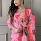 Rajwada Pink Viscose Printed Stitched Kurta Set For Women