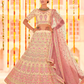 Rajwada Women Beige Embroidered Crepe Semi Stitched Lehenga With Unstitched Blouse