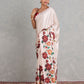 Rajwada Off White Satin Solid Printed Saree For Women