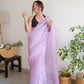 Rajwada Pink Organza Lace Work Saree With Unstitched Blouse For Women