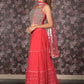 Rajwada Pink Mirror and Sequins Embroidered Georgette Stitched Lehenga with Stitched Blouse for Women