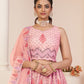 Rajwada Pink Georgette Embroidered Semi Stitched Lehenga With Unstitched Blouse for Women