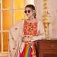 Rajwada Multicolor Viscose Cotton Embroidered Semi-Stitched Lehenga Choli For Women