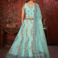 Rajwada Sky Blue Net Embroidered Semi Stitched Lehenga With Unstitched Blouse for Women