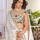 Rajwada White Chinon Sequence Embroidered Semi-Stitched Lehenga For Women