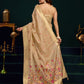 Rajwada Beige Cotton Blend Printed Saree For Women