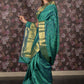Rajwada Blue and Green Silk Blend Double Shaded Woven Saree with Unstitched Blouse for Women