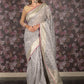 Rajwada Grey Woven Silk Blend Saree With Unstitched Blouse For Women