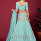 Rajwada Sky Blue Georgette Embellished Semi Stitched Lehenga With Unstitched Blouse for Women
