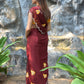 Rajwada Maroon Embroidered Chiffon Silk Saree with Unstitched Blouse for Women