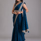 Rajwada Navy Blue Embroidered Art Silk Saree With Unstitched Blouse For Women