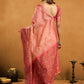 Rajwada Light Peach Cotton Blend Solid Saree For Women