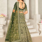 Rajwada Green Organza Blend Embroidered Semi Stitched Lehenga With Unstitched Blouse for Women