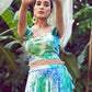 Rajwada - Sea Green and Blue Stitched Lehenga