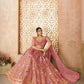 Rajwada Pink Banarasi Silk Embroidered Semi-Stitched Lehenga For Women