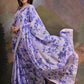Rajwada Purple Printed Chiffon Saree With Unstitched Blouse For Women