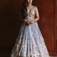 Rajwada Women Designer Grey Net Semi Stitched Lehenga With Unstitched Blouse