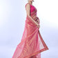 Rajwada Pink Embellished Net Saree With Unstitched Blouse For Women
