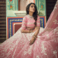 Rajwada Women Pink Embroidered Soft Net Semi Stitched Lehenga With Unstitched Blouse