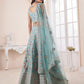 Rajwada Blue Organza Blend Embroidered Semi Stitched Lehenga With Unstitched Blouse for Women