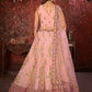 Rajwada Pink Net Embroidered Semi Stitched Lehenga With Unstitched Blouse for Women