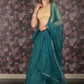 Rajwada Teal Sequins Embroidered Net Semi-Stitched Lehenga with Unstitched Blouse for Women
