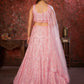 Rajwada Pink Net Embellished Semi Stitched Lehenga With Unstitched Blouse for Women
