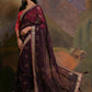 Rajwada Wine Embellished Georgette Saree With Unstitched Blouse For Women