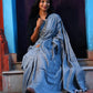Rajwada Grey Cotton  Saree  With Unstitched Blouse for Women