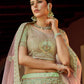 Rajwada Olive Embroidered Georgette Semi Stitched Lehenga With Blouse For Women