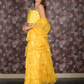 Rajwada Bright Yellow Net Semi-Stitched Lehenga with Embroidered Unstitched Blouse for Women