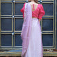 Rajwada Light Pink Mirror Work Embroidered Saree with Unstitched Blouse for Women