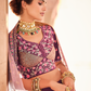 Rajwada Women Purple Crepe Semi Stitched Lehenga With Unstitched Blouse