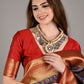 Blue Modal Woven Saree With Unstitched Blouse