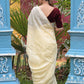 Rajwada Cream Lace Embroidered Crush Tissue Silk Saree with Unstitched Blouse for Women