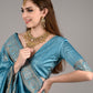 Rajwada Women Blue Silk Blend Woven Saree With Unstitched Blouse