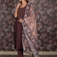 Rajwada Dark Purple Embroidered Cotton Blend Stitched Kurta Set for Women