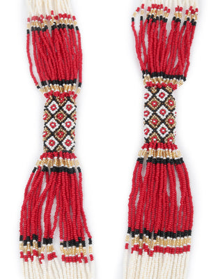 Rajwada Red and White Multi-strand Beaded Neck Piece for Women