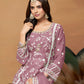 Rajwada Pink Embroidered Semi Stitched Kurta Set  For Women