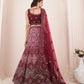 Rajwada Maroon Net Embroidered Semi Stitched Lehenga With Unstitched Blouse for Women