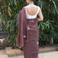 Rajwada Brown Beads Embroidered Khadi Organza Saree with Unstitched Blouse for Women