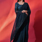 Rajwada Teal Embellished Georgette Saree With Unstitched Blouse For Women