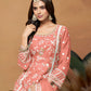 Rajwada Peach Embroidered Semi Stitched Kurta Set  For Women